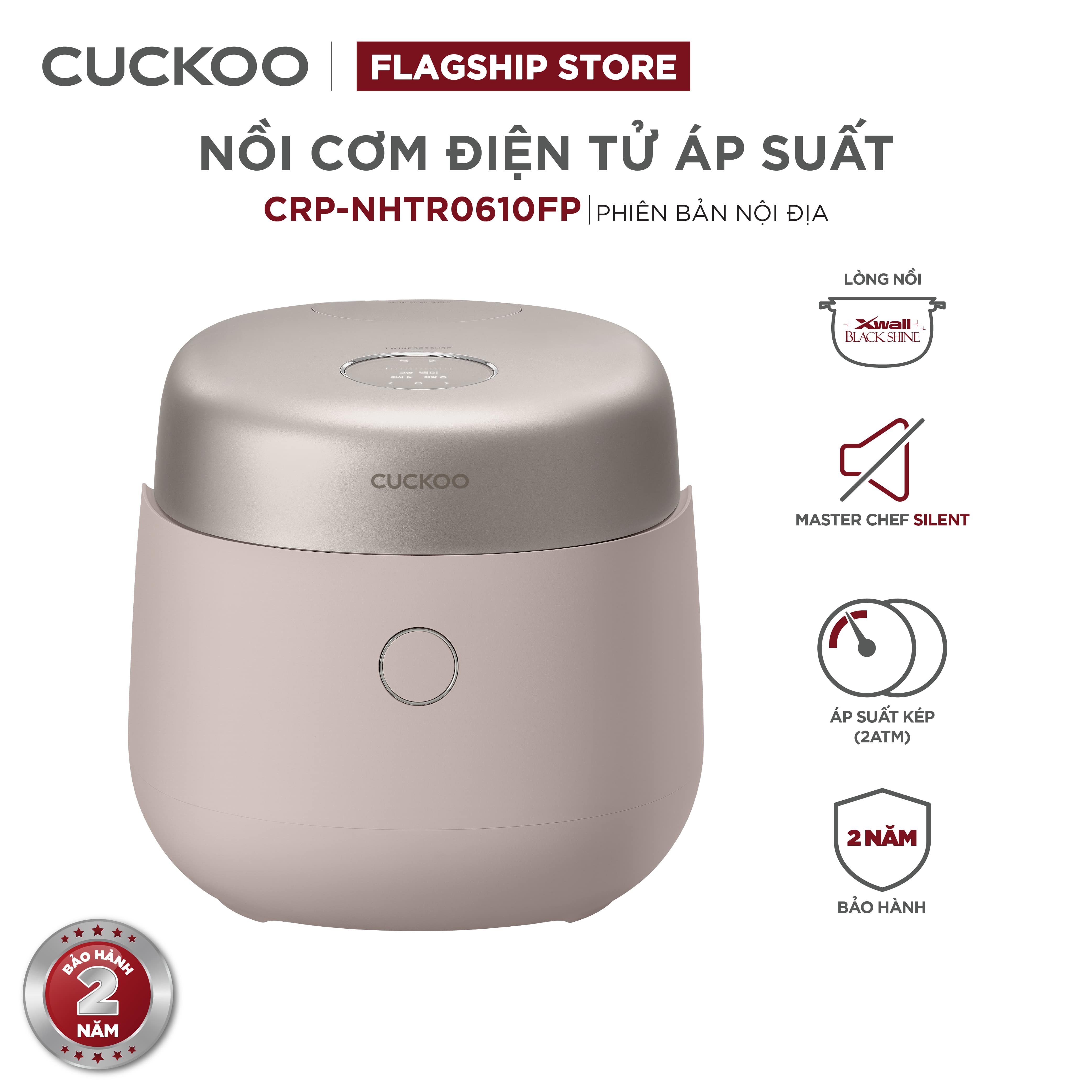 Nồi cơm điện áp suất kép cao tần Cuckoo 1.08L CRP-NHTR0610FP- Màu hồng đất- công nghệ áp suất xi lanh hiện đại, giúp giảm tiếng ồn- Lòng nồi phủ men Xwall độc quyền- Bảo hành 2 năm - Hàng chính hãng Cuckoovina