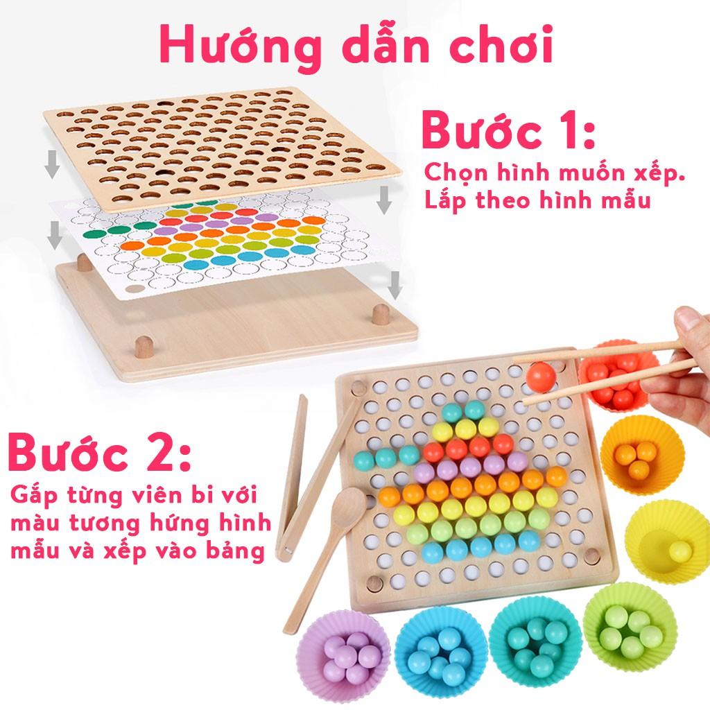 Đồ chơi thông minh Montessori gắp hạt kèm bát kích thích sáng tạo, đồ chơi phát triển trí tuệ