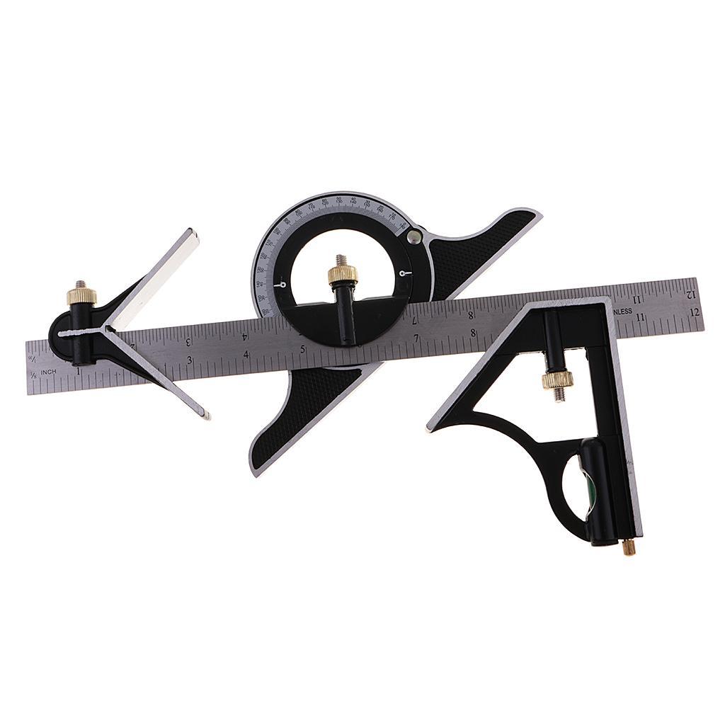12 Inch Combination Square Set Stainless Steel Ruler Precision Measurement