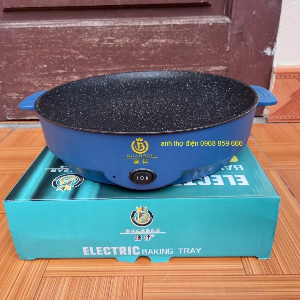 Chảo Nướng Điện Đa Năng Shanban 2 NÂC NHIỆT Size 26CM Chống Dính Vân Đá - Hàng nhập khẩu