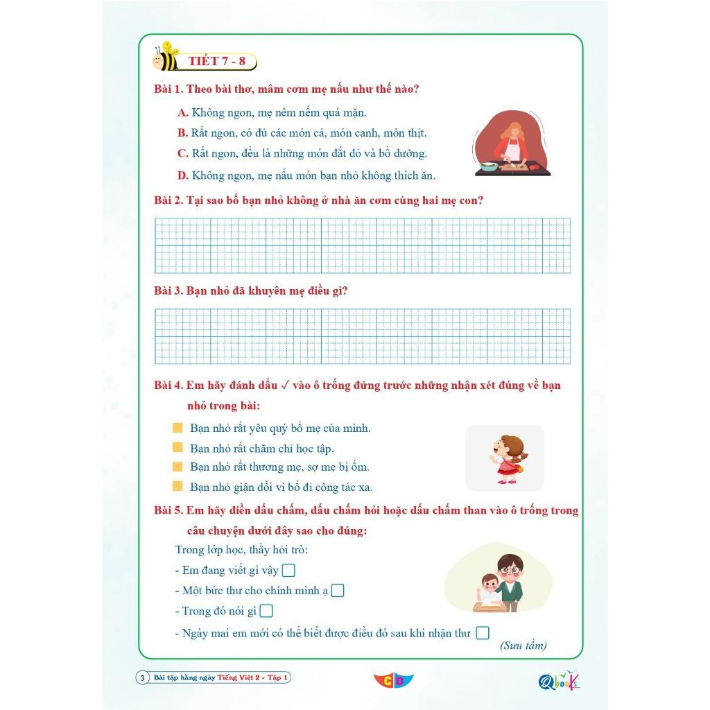 Bài Tập Hằng Ngày Tiếng Việt Lớp 2 - Cánh Diều - Tập 1 (1 cuốn)