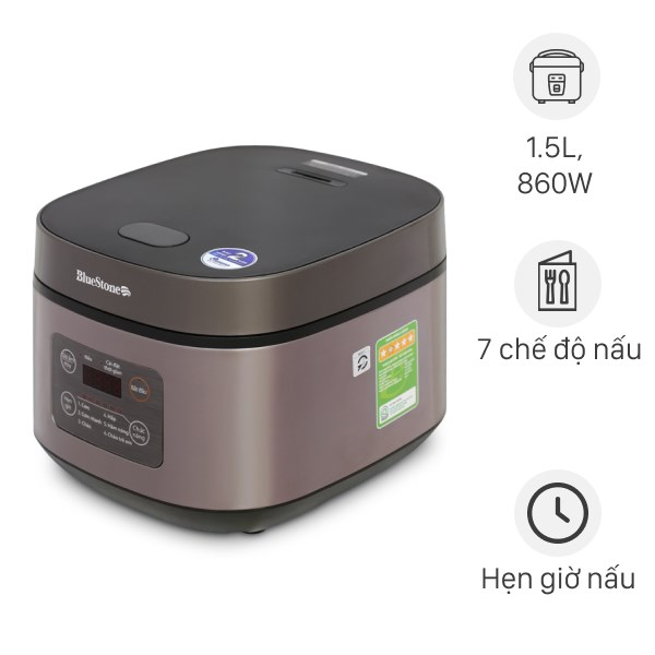 Nồi cơm điện tử BlueStone RCB-5946 - Dung tích 1.5 lít - 7 chế độ nấu - Hàng chính hãng