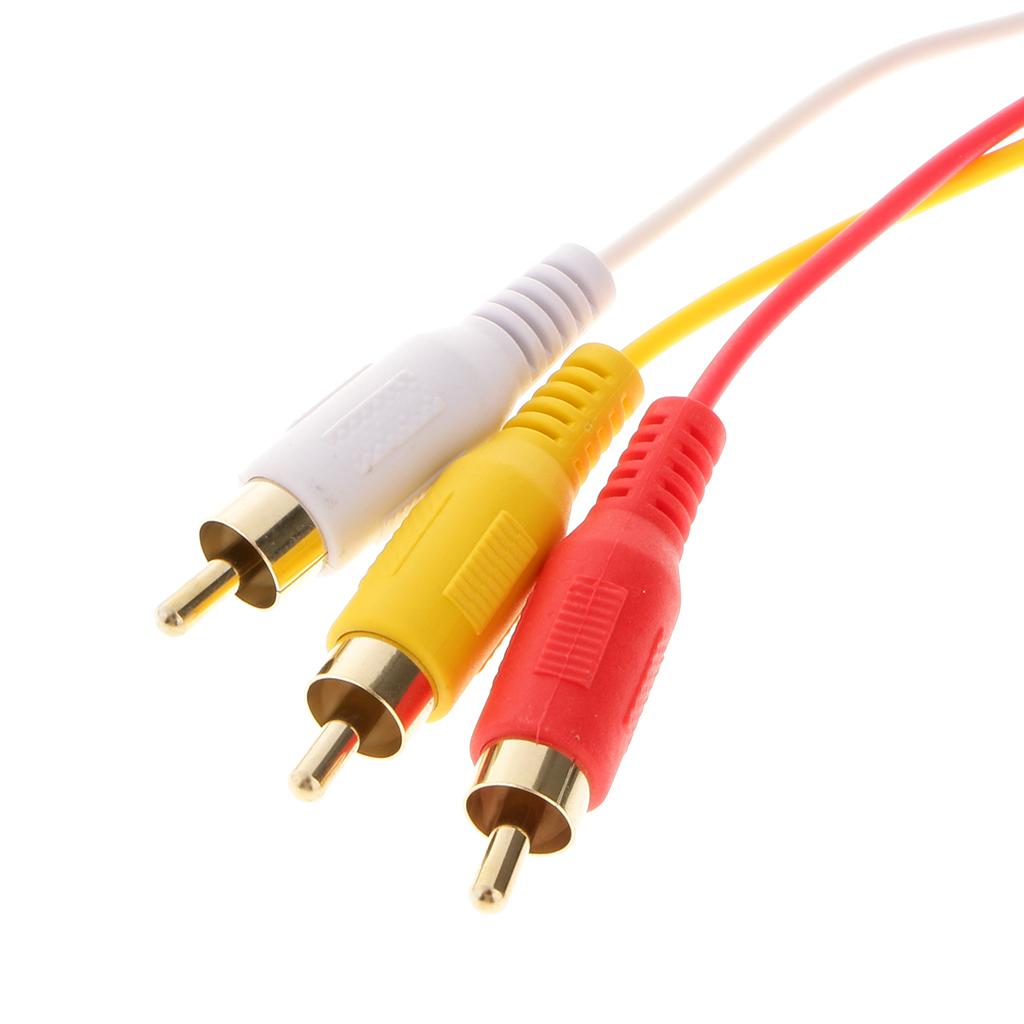1.5M   Male to 3 RCA Audio Video AV Component Cable Adapter Gold Plated