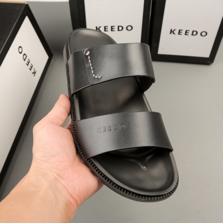 Dép 2 Quai Ngang cao cấp da bò thật KEEDO BH01010
