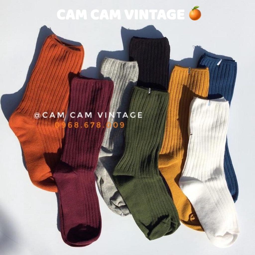 TẤT CAO CỔ NAM VỚ CAO CỔ NỮ VINTAGE THẺ THAO GÂN - CAM CAM VINTAGE