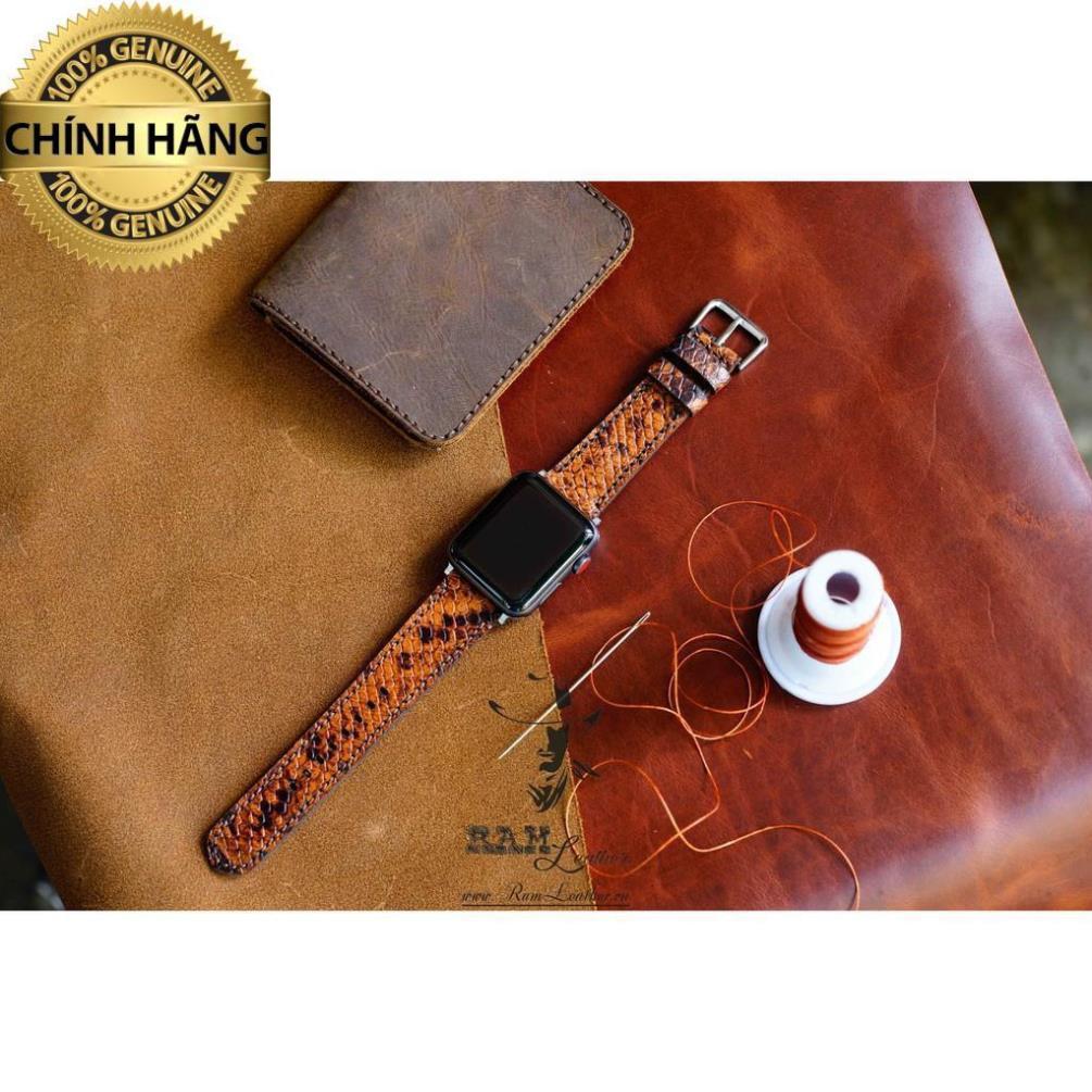DÂY ĐỒNG HỒ DA THẬT RẰN RI VÀNG DÀNH CHO APPLE WATCH - RAM LEATHER CHÍNH HÃNG