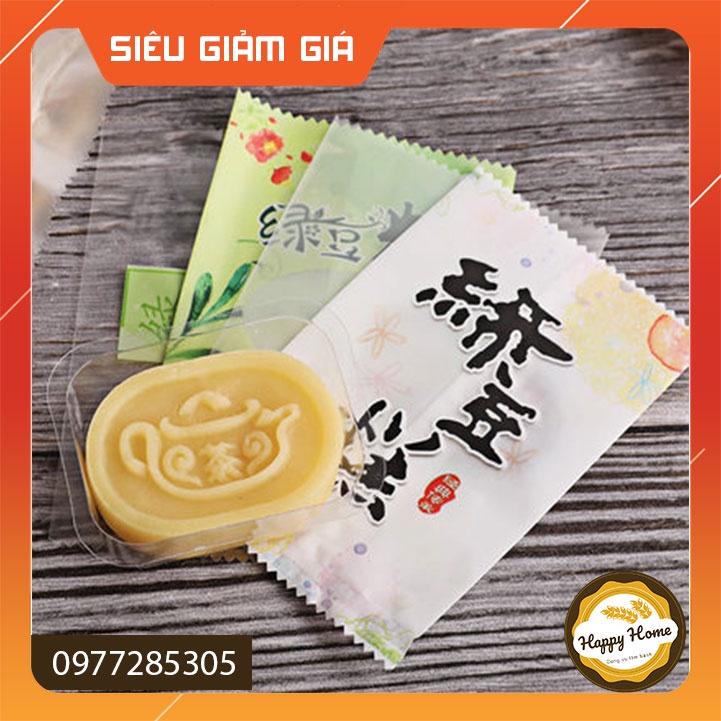 Túi đựng bánh đậu xanh, kẹo nougat đựng bánh quy nhiễu mẫu sét 100 túi gồm khay đựng bên trong