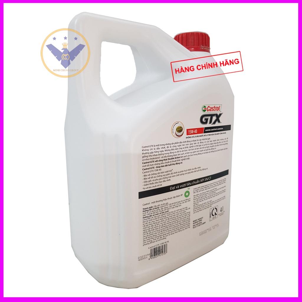 COMBO nhớt ô tô cao cấp Castrol GTX 15W-40 can 4L, súc rửa động cơ Bluechem