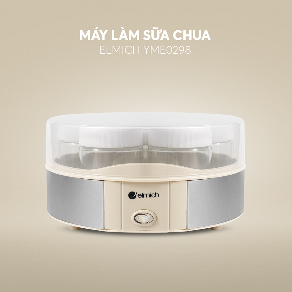 Máy Làm Sữa Chua Elmich YME0298 15W, Hàng Chính Hãng, Điều Khiển Cơ, 7 Hũ Thủy Tinh 200ml - JoyMall