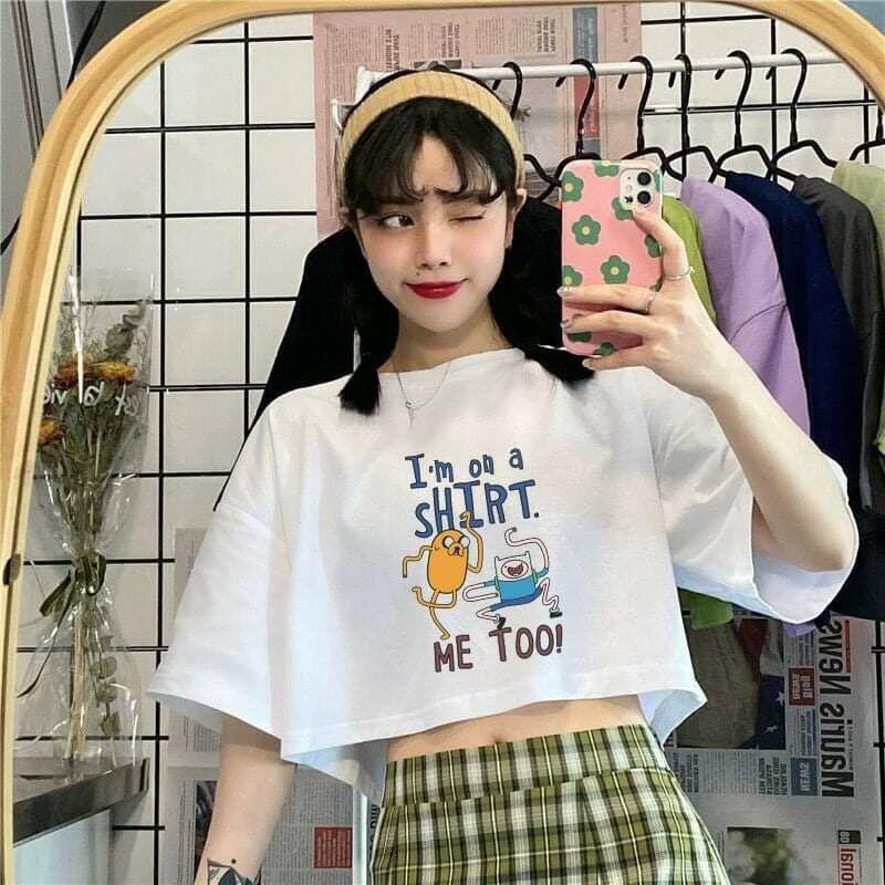 Áo croptop nữ tay lỡ me too 3 màu