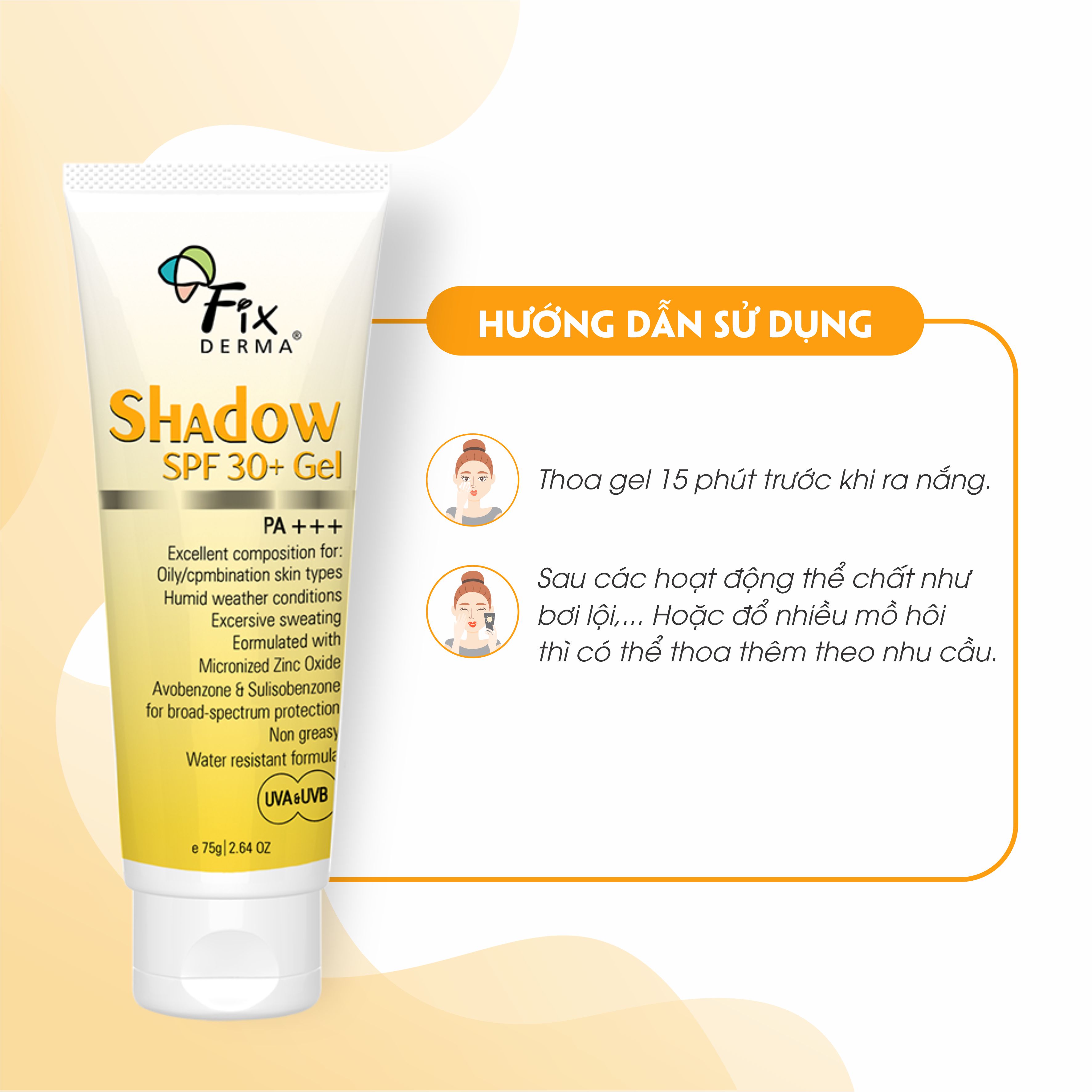 Gel chống nắng Fixderma Shadow SPF 30+ Gel (75g)