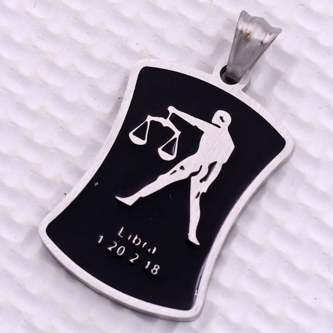 Mặt dây chuyền Thiên Bình- Libra inox kèm vòng cổ dây chuyền inox + móc inox, Cung hoàng đạo