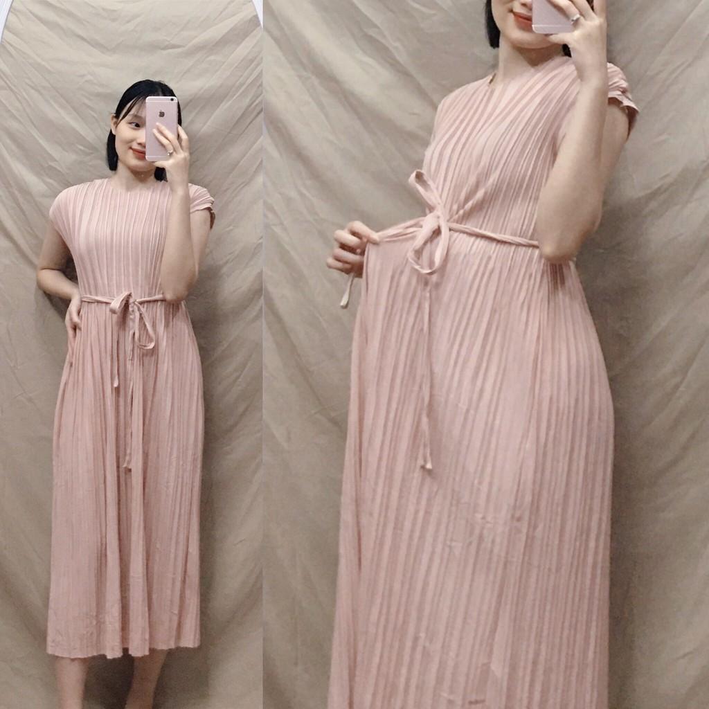 Váy bầu đẹp thời trang xếp li mẫu mới đầm bầu công sở dáng dài bigsize maternity dress