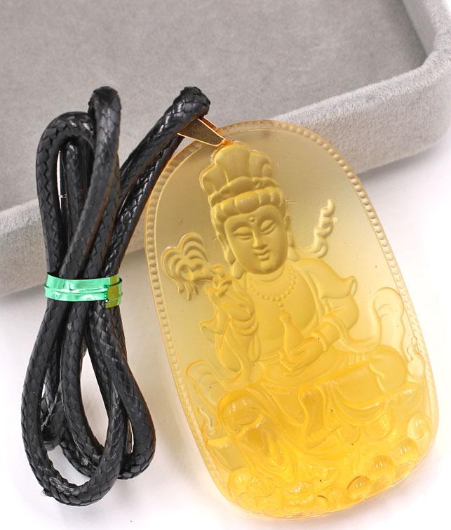 Dây chuyền mặt Phật Quan Âm Bồ Tát - pha lê vàng DEQAFVL2