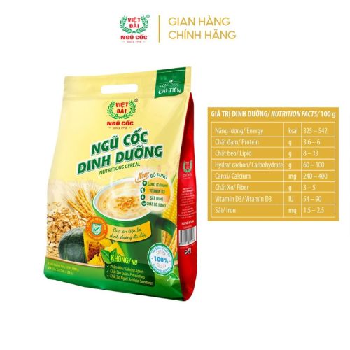 Bột Ngũ Cốc Dinh Dưỡng VIỆT ĐÀI Bổ Sung Các Chất Dinh Dưỡng Cần Thiết Cho Cơ Thể Túi 500gam