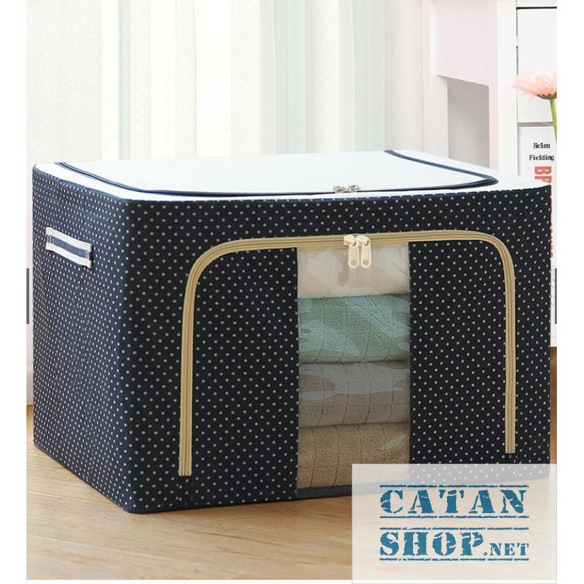 Hộp Đựng Quần Áo Chăn Màn Khung Thép, túi chăn màn khung thép Cao Cấp Loại To Tiện Lợi 66 Lit