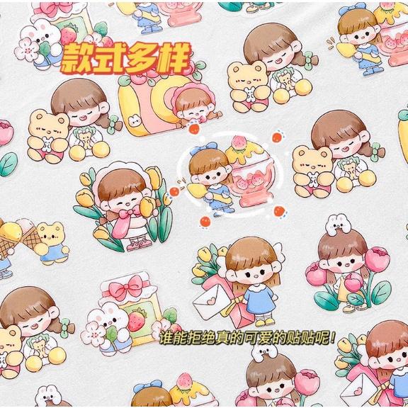 Sticker gói bé gái momo cắt sẵn 24 miếng