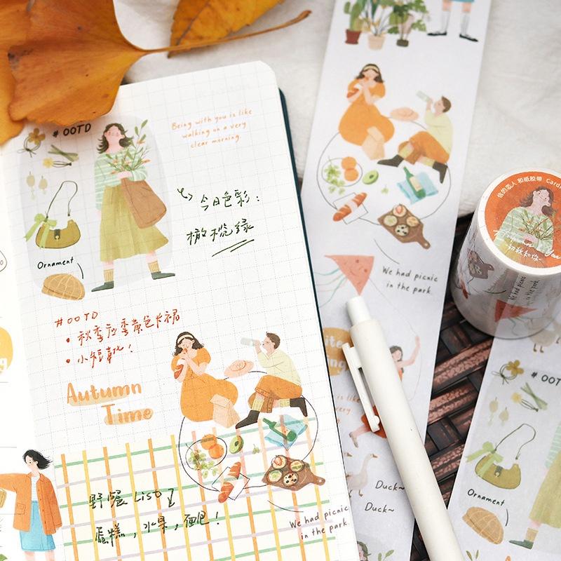 Một chu kì washi tape chủ đề cuộc sống thiếu nữ dễ thương dùng để trang trí 35cm