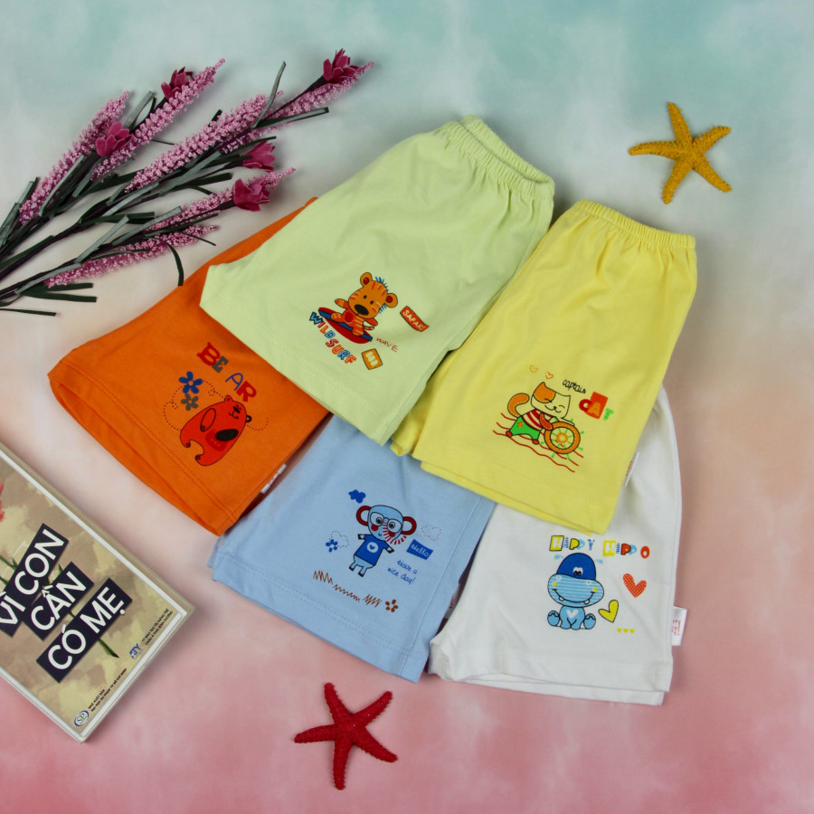 Combo 5 quần ngắn sơ sinh cao cấp đáng yêu