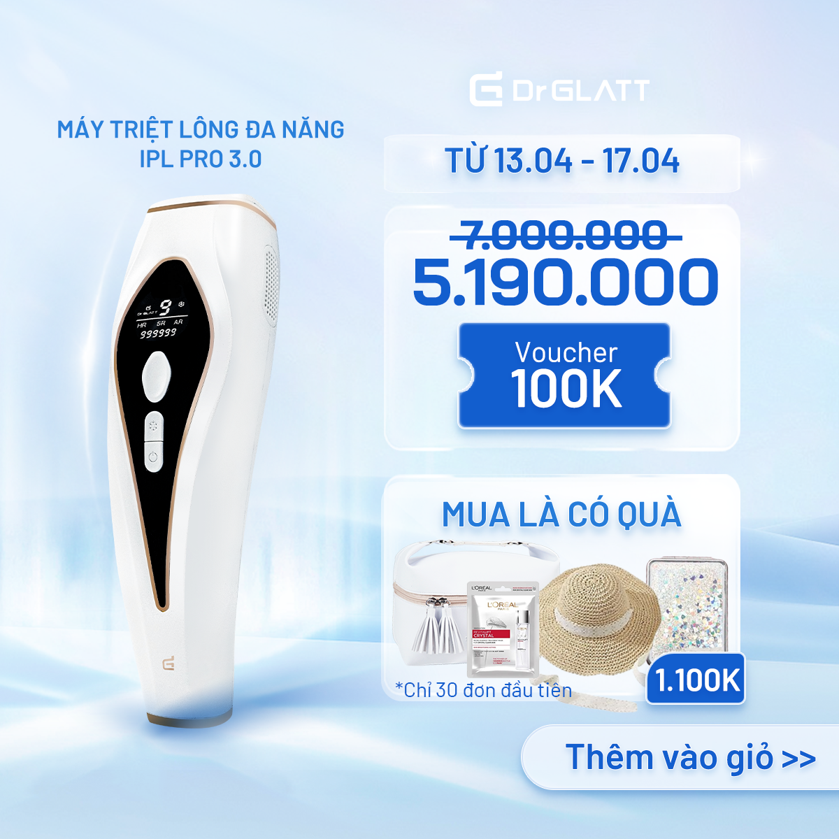 Máy Triệt Lông Mini Triệt Lông Cá Nhân DR GLATT IPL Pro 3.0