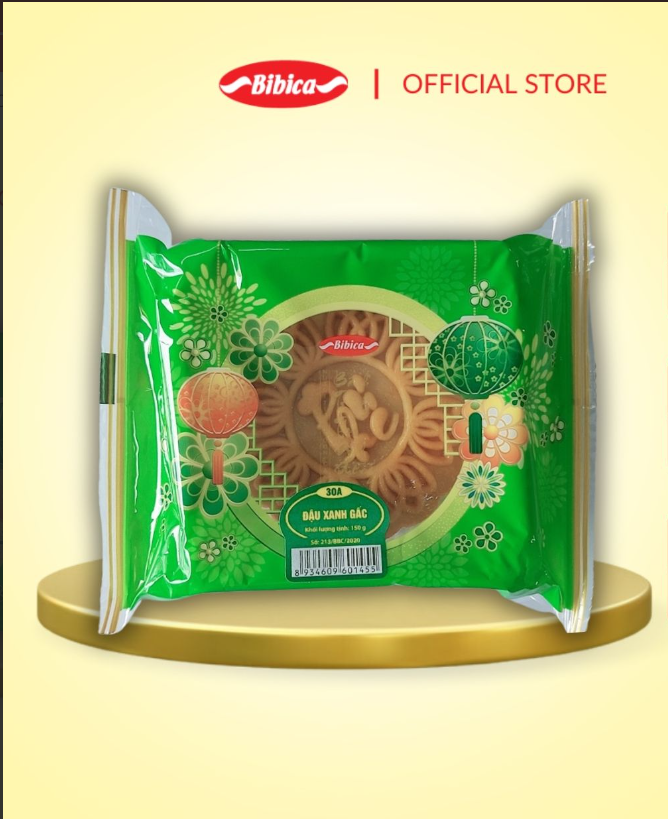 Bánh Trung Thu Bibica Đậu Xanh - Gấc 0 Trứng 150g (30A)