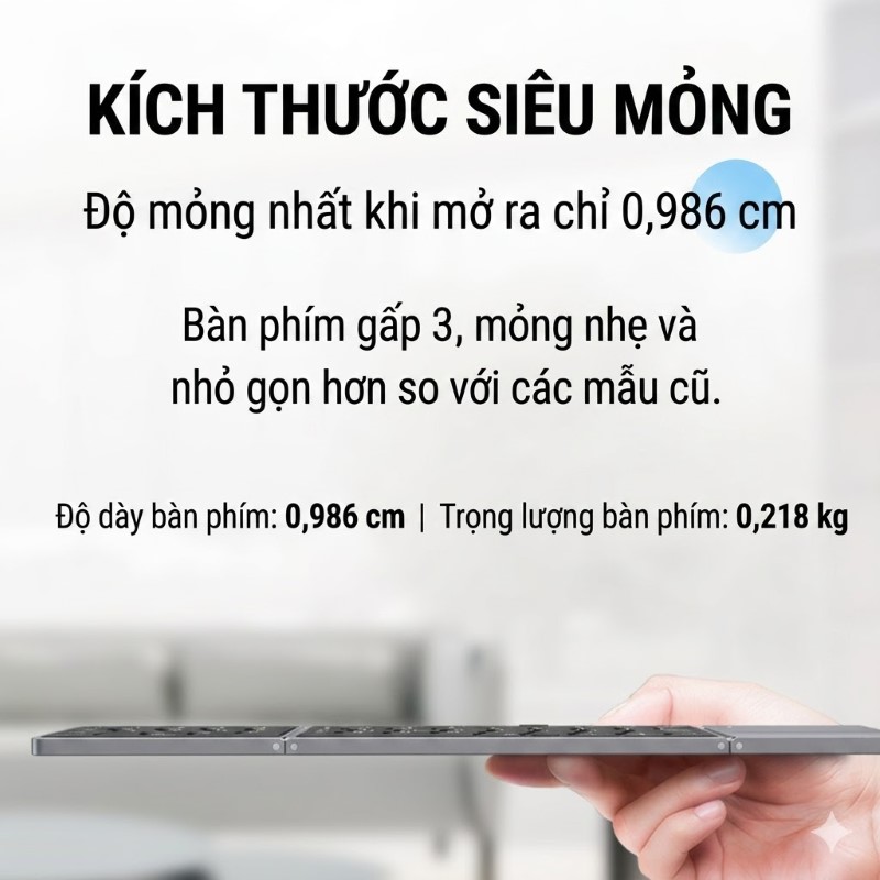 Bàn phím Gấp gọn mini không dây Bluetooth B89T có chuột touchpad - pin sạc TypeC cho PC Laptop điện thoại máy tính bảng- HÀNG NHẬP KHẨU