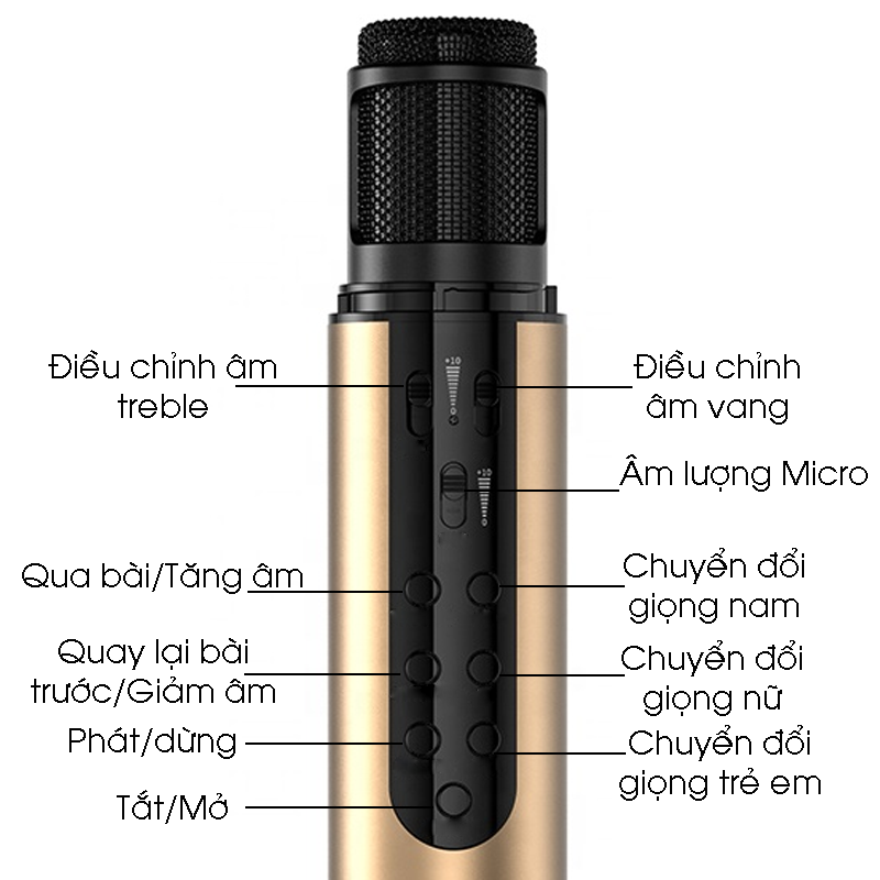 Micro Karaoke Bluetooth Không Dây Hát Nhạc, Âm Thanh Chuyên Nghiệp - Hàng Chính Hãng PKCB