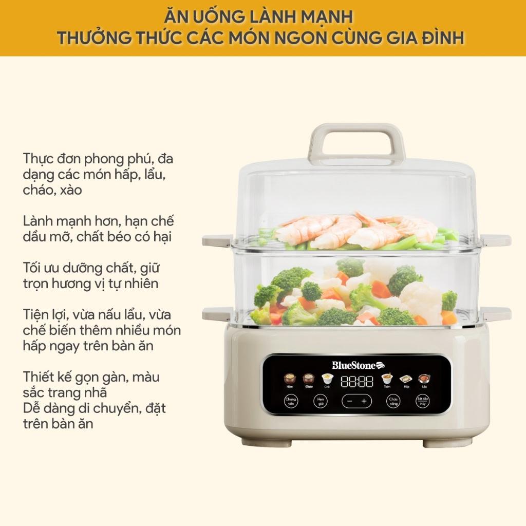 Nồi Lẩu Hấp Đa Năng Bluestone MPB-7238, 1300w - 17Lit, Điều Khiển Cảm Ứng, Hàng Chính Hãng