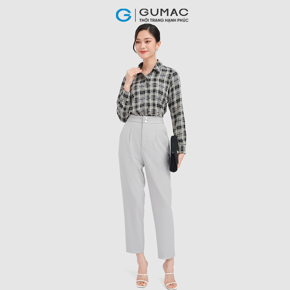 Áo sơ mi nữ GUMAC AC09042 phom suông caro thanh lịch