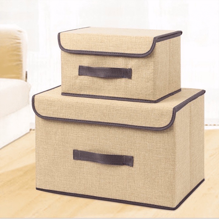 Bộ 2 hộp vải đựng quần áo, giỏ vải đựng đồ tiện loại, hộp bằng vải đựng đồ lót