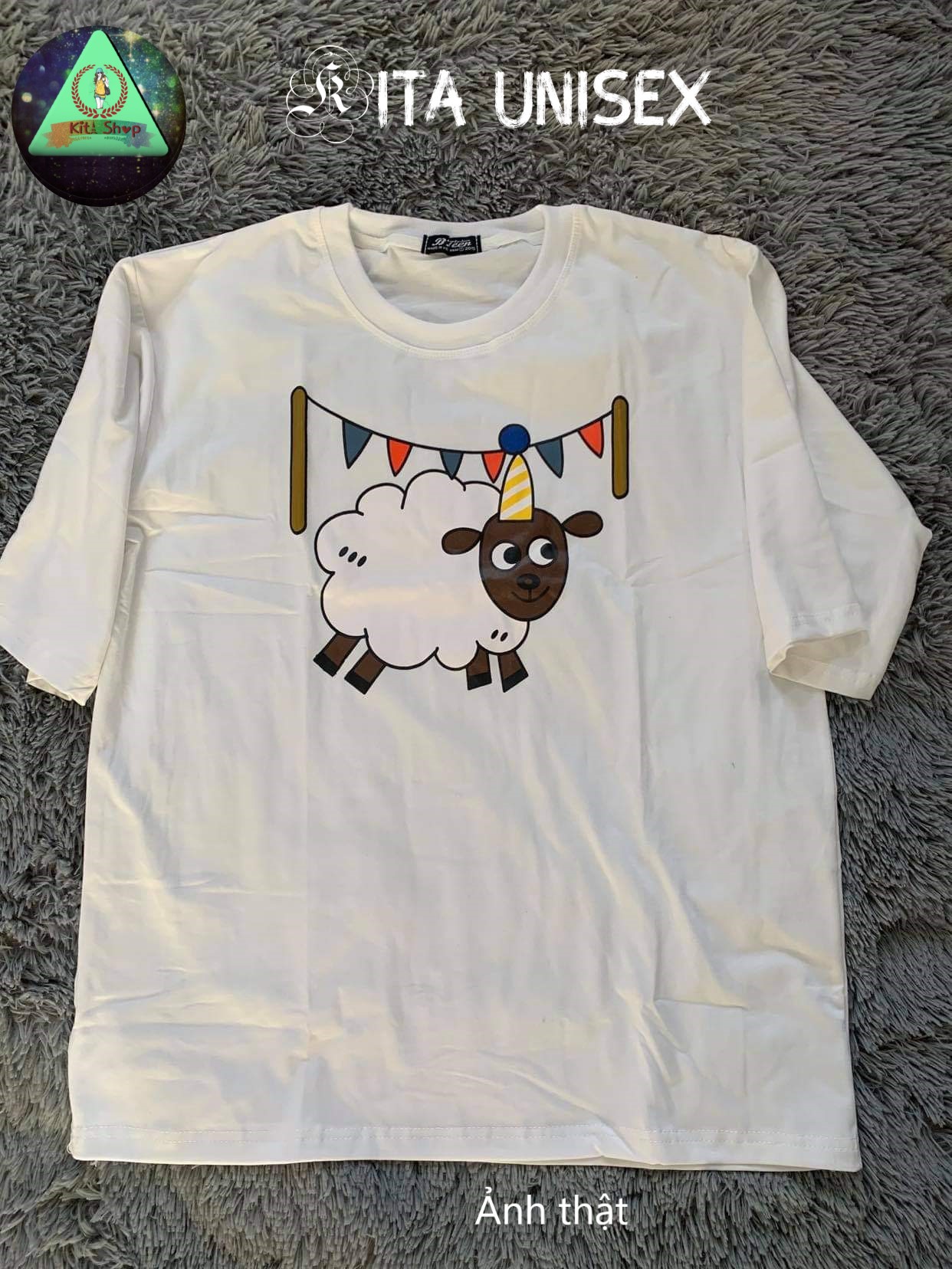 Áo Thun Nữ Tay Lỡ - Áo Phông Nam Nữ Form Rộng Freesize Vải Chất Cotton Mịn Mát Kita Unisex - SHEEP FESTIVAL