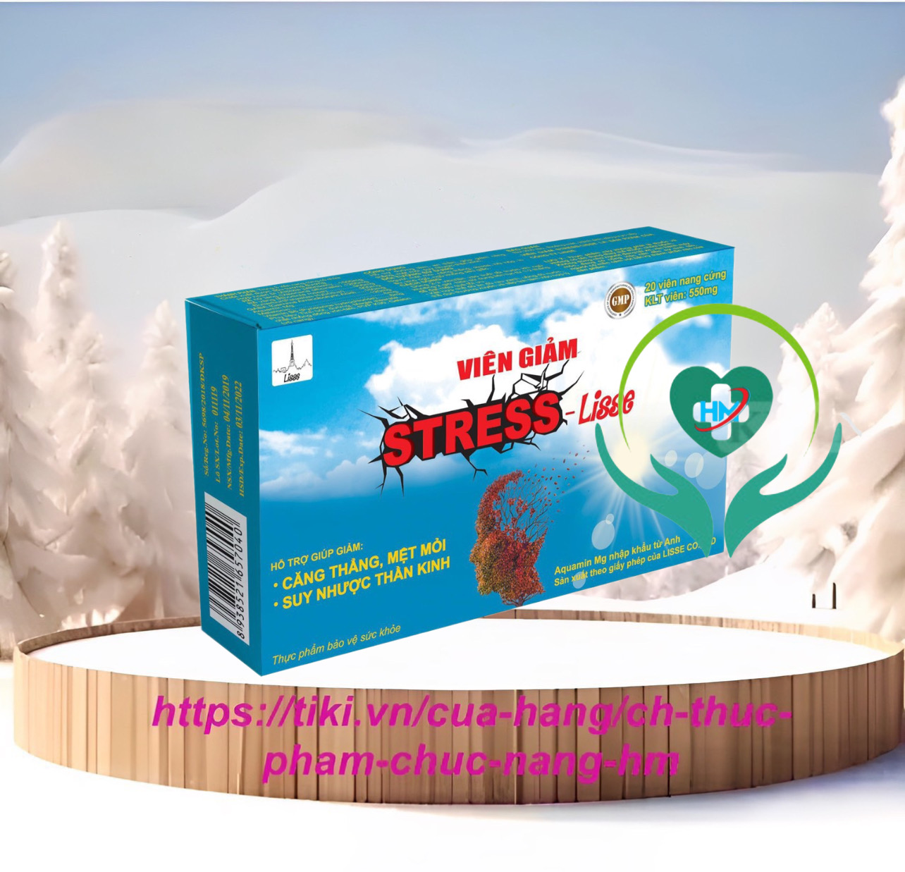 Lisse VIÊN GIẢM STRESS- Hộp 20v nang - Giúp lưu thông khí huyết, dưỡng tâm an thần, cải thiện trí nhớ.