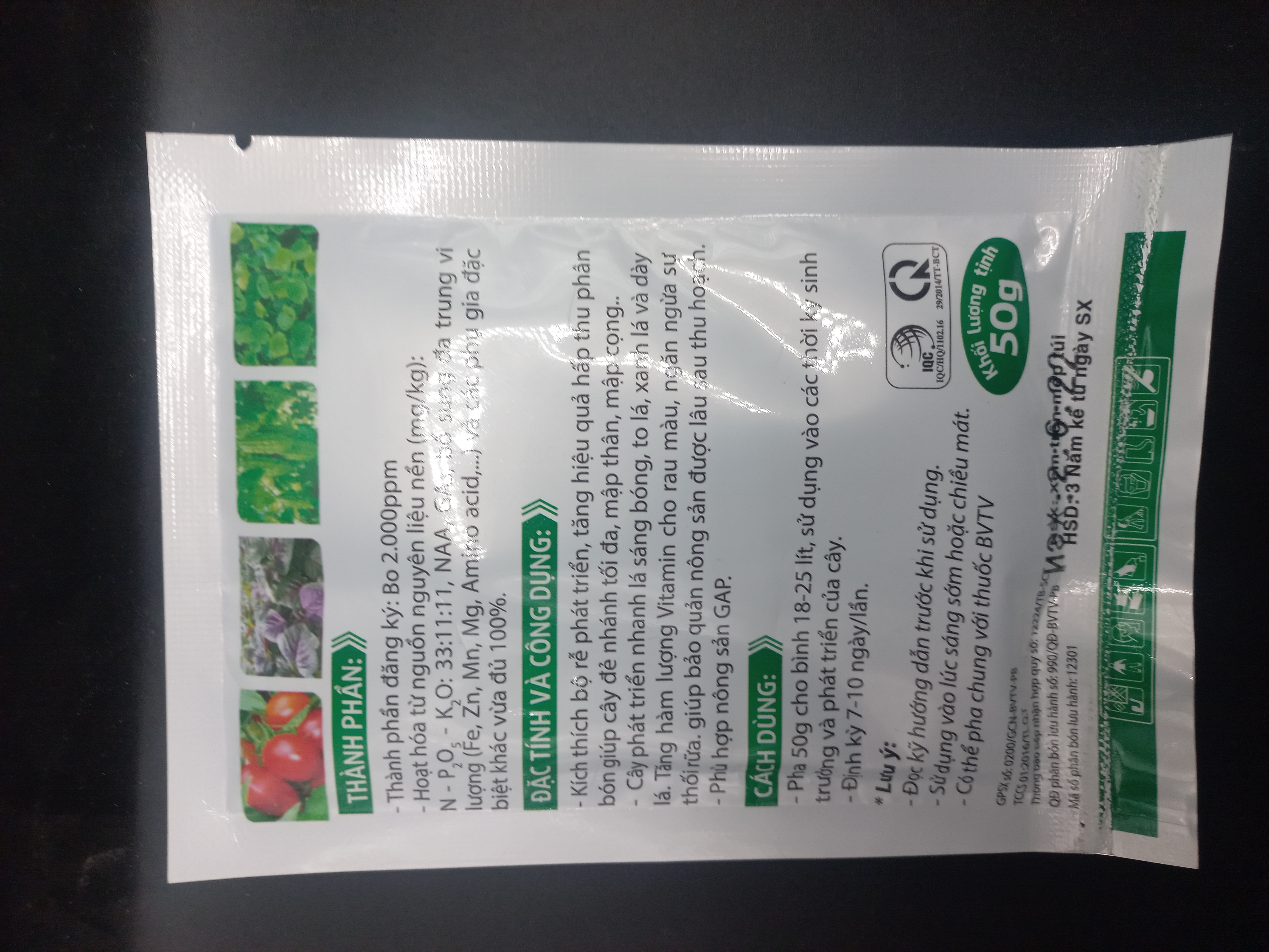 Phân bón vi lượng NPK 33-11-11 Rau Ăn Lá 50g