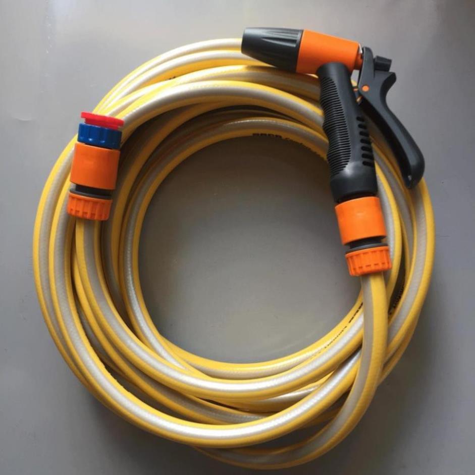 Vòi tưới cây rửa xe 6m-7m-8m tay bóp tùy chỉnh nhiều chế độ 319498622-1622-3 mầu cam