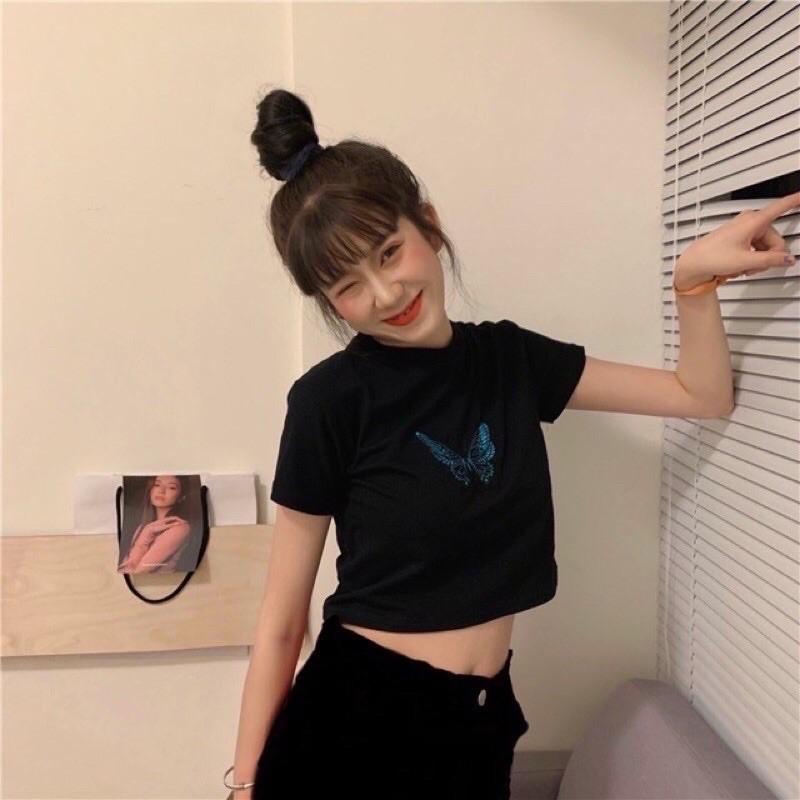 ÁO CROPTOP THÊU BƯỚM ULZZANG