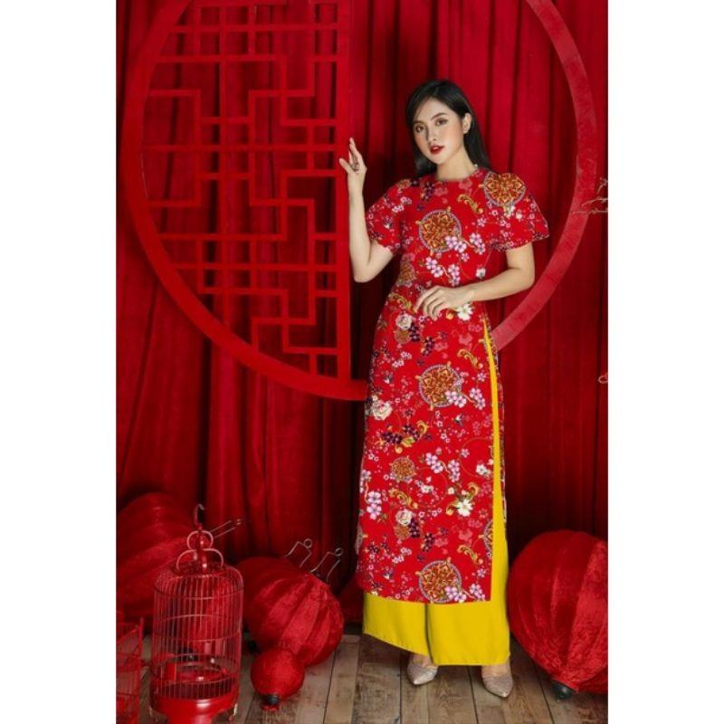 SÉT ÁO DÀI CÁCH TÂN LỤA TAY BỒNG