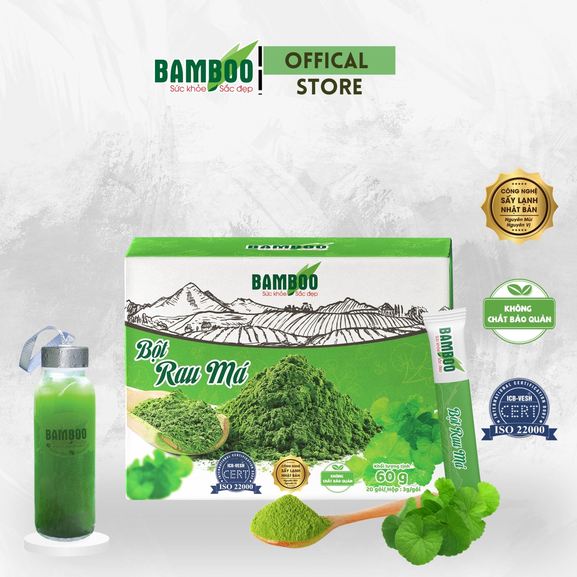 Bột rau má Bamboo nguyên chất, siêu mịn hộp 60g/ 20 gói