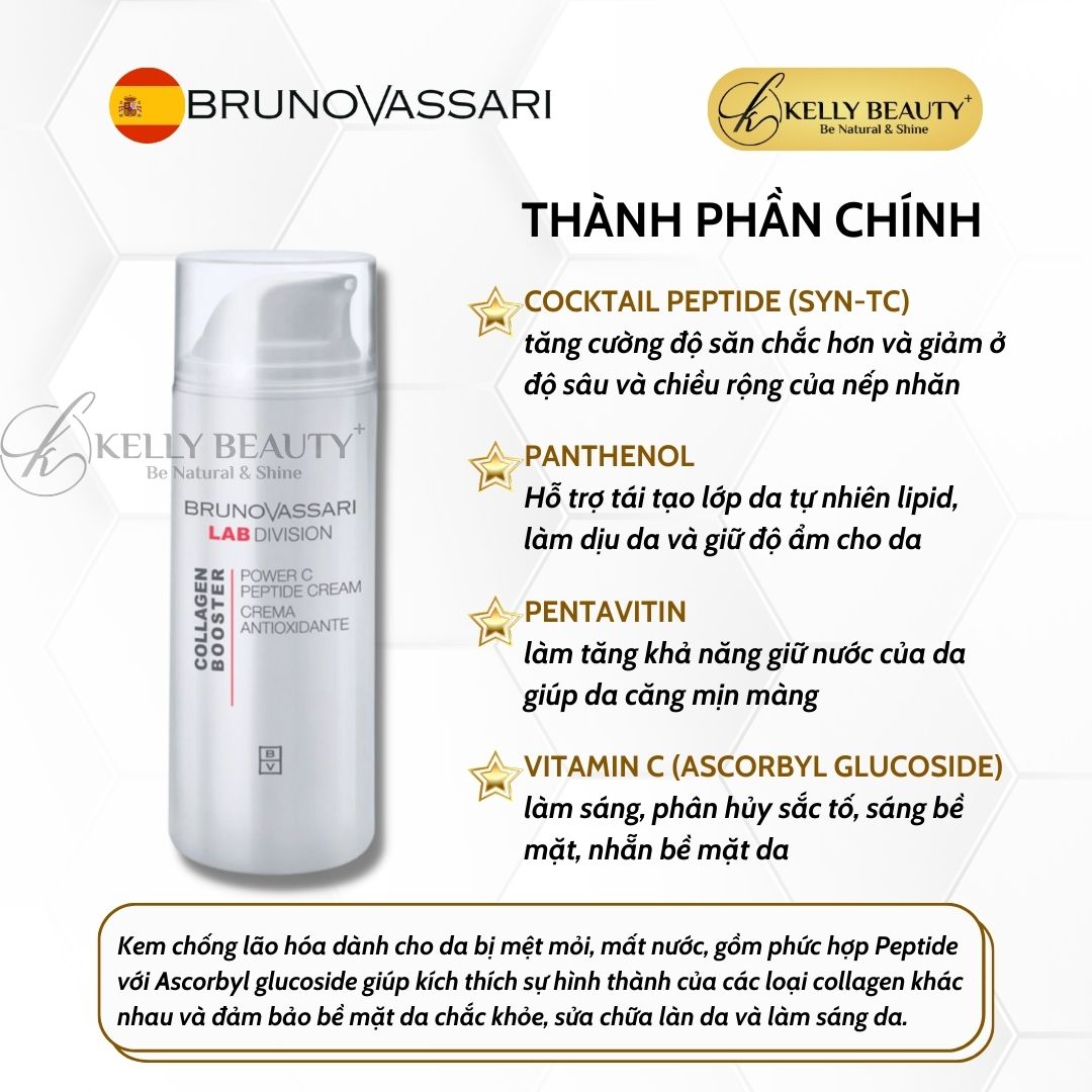 Kem Dưỡng Chống Lão Hóa Da Collagen Booster Power C Peptides Cream - Bruno Vassari | Kelly Beauty