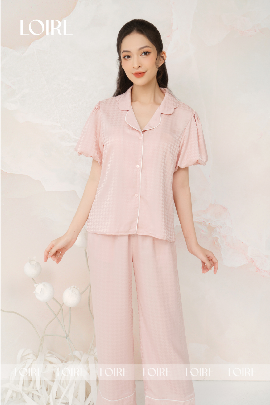 Bộ Đồ Ngủ Pijama Tay Bồng Họa Tiết Loirechic LPN32