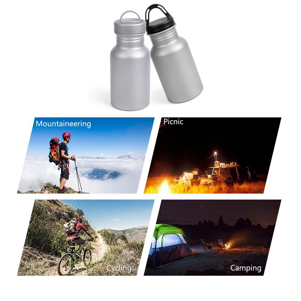 400ML Wide Mouth Bottle Titanium Water Bottle Classic Sports Water Bottle for Outdoor Camping Hiking Picnic