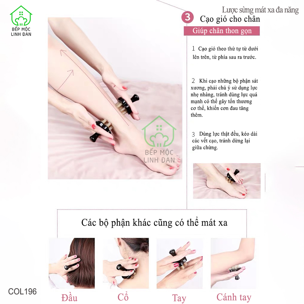 Lược Sừng Mát Xa Chuyên Dụng Toàn Thân Đa Năng Làm Đẹp Thư Giãn