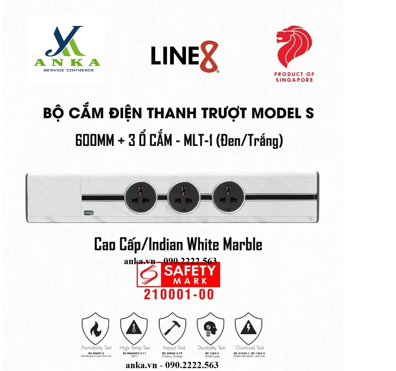 Ổ cắm điện thanh trượt Line8 Model S & 3 X Ổ Cắm MLT-1