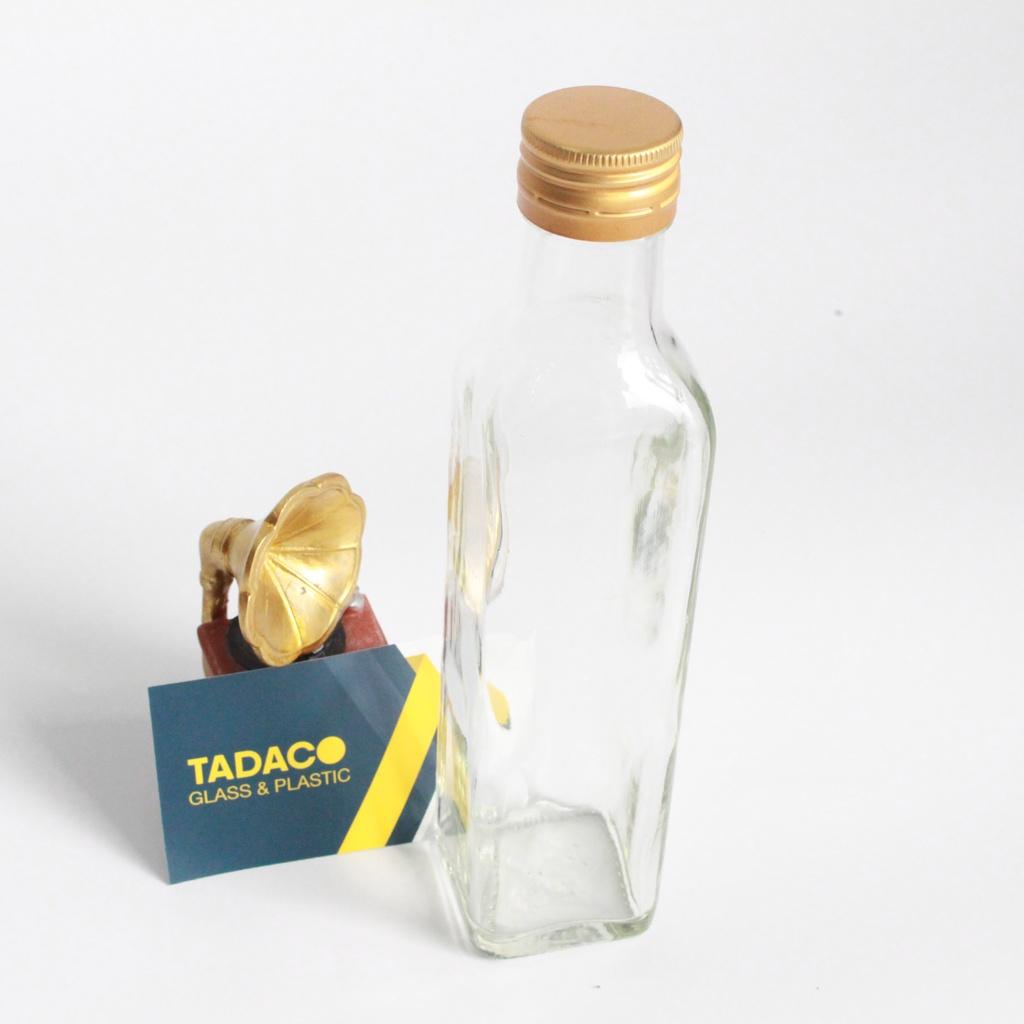 Chai thủy tinh 250ml Chai đựng mật ong, chất lỏng 250ml nắp nhôm vàng
