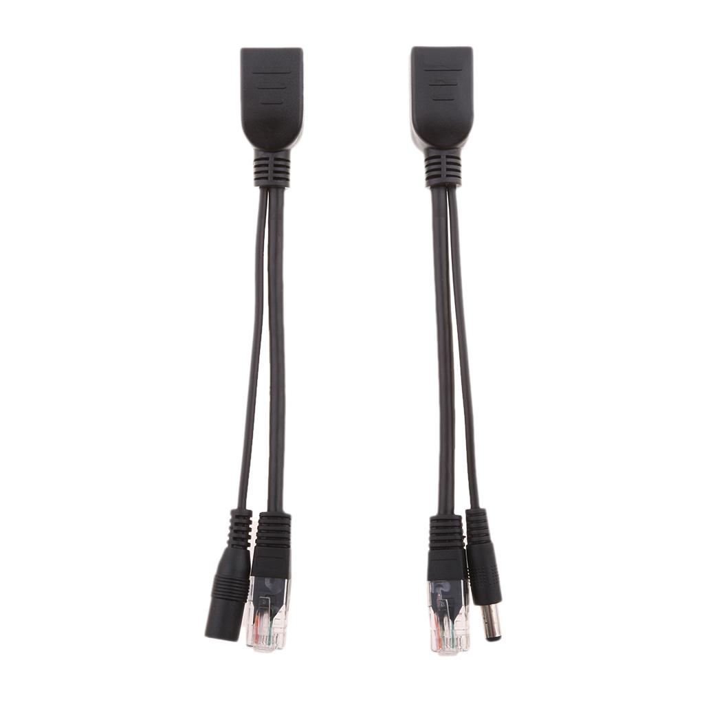 12V Passive PoE Injector and PoE Splitter Kit with 5.5x2.1mm DC Connector 2Pcs Universal PoE Adapter