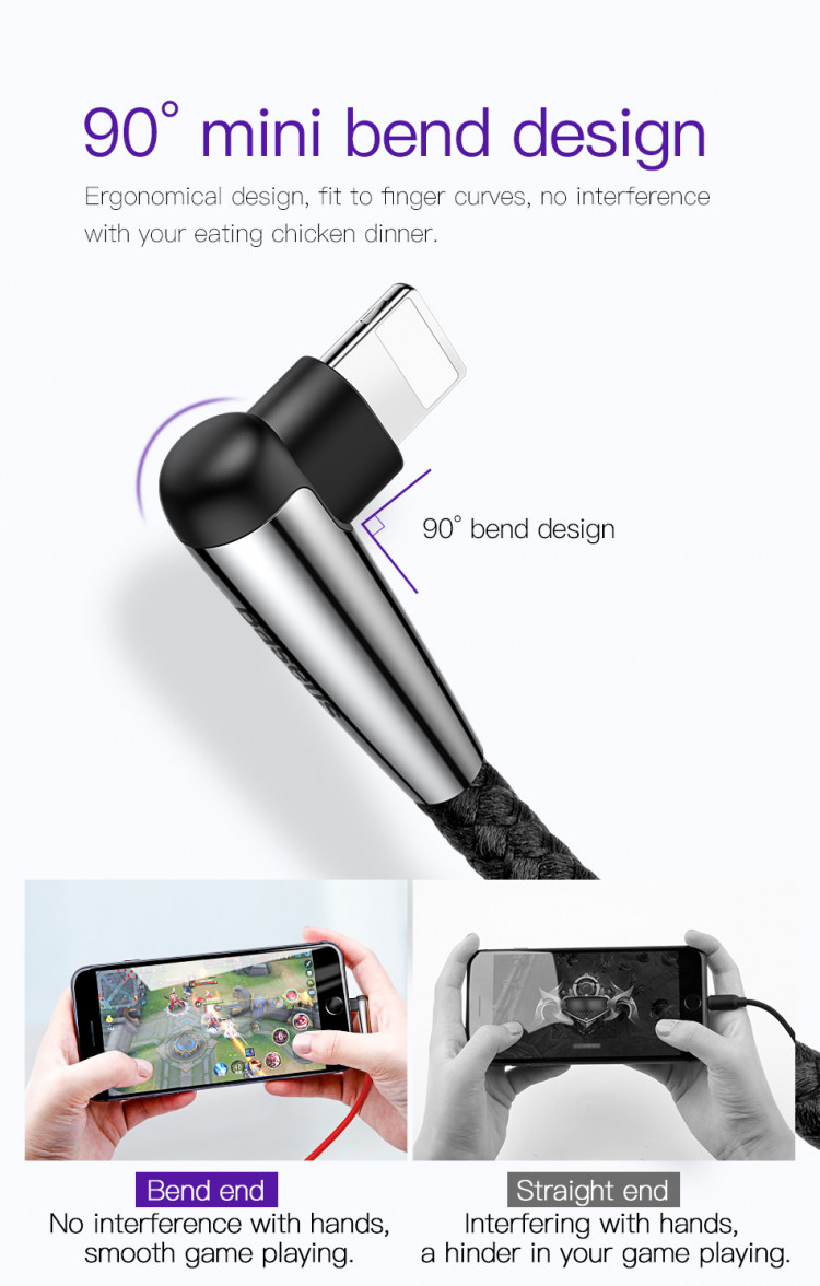 Cáp sạc nhanh và truyền dữ liệu siêu bền Baseus Sharp Bird Lightning cho iPhone iPad (Metal MVP Elbow Mobile Game Cable) - Hàng Chính Hãng 3