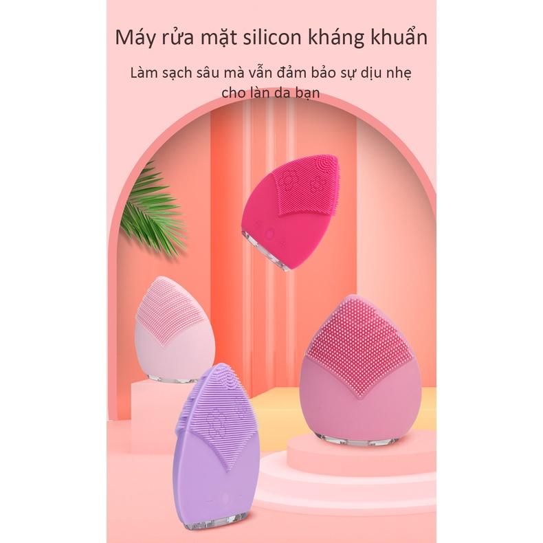 Máy rửa mặt mini massage BOORUI -1407: Silicone kháng khuẩn làm sạch sâu, tẩy da chết, làm đẹp da mặt, chông nước