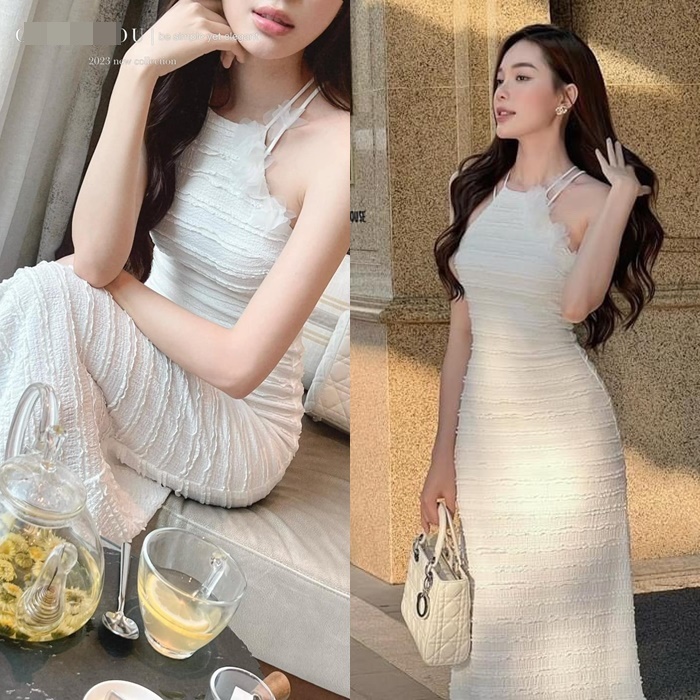 ĐẦM DÀI 2 DÂY CỔ YẾM MIDI SUÔNG TRƠN HỒNG BARBIE ÔM BODY MIDITRẮNG MAXI DẠO PHỐ ĐI TIỆC ĐI CHƠI ĐI BIỂN