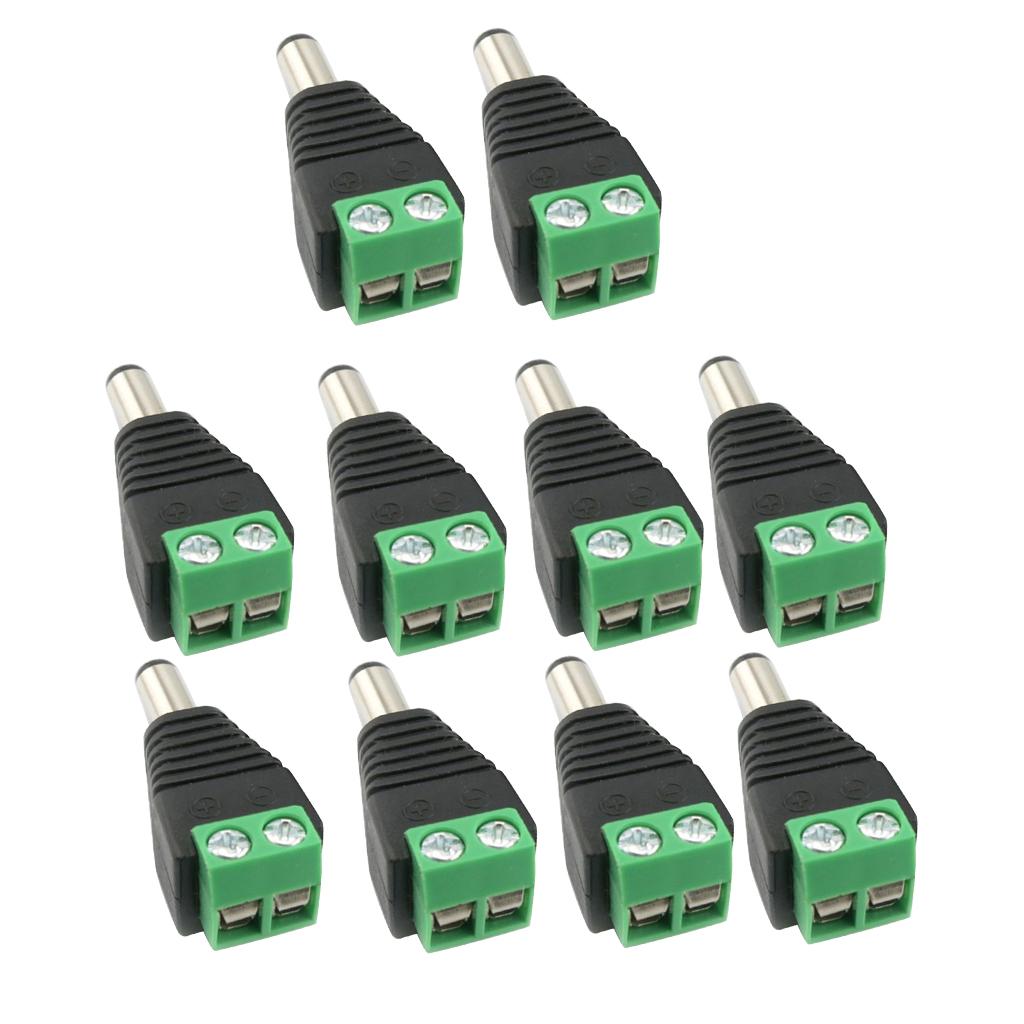 10 12V Nam DC Jack Cắm Dành Cho Dải Đèn LED 120W Nhiệt Độ Hoạt Động: -50 ° C ~ 68 ° C