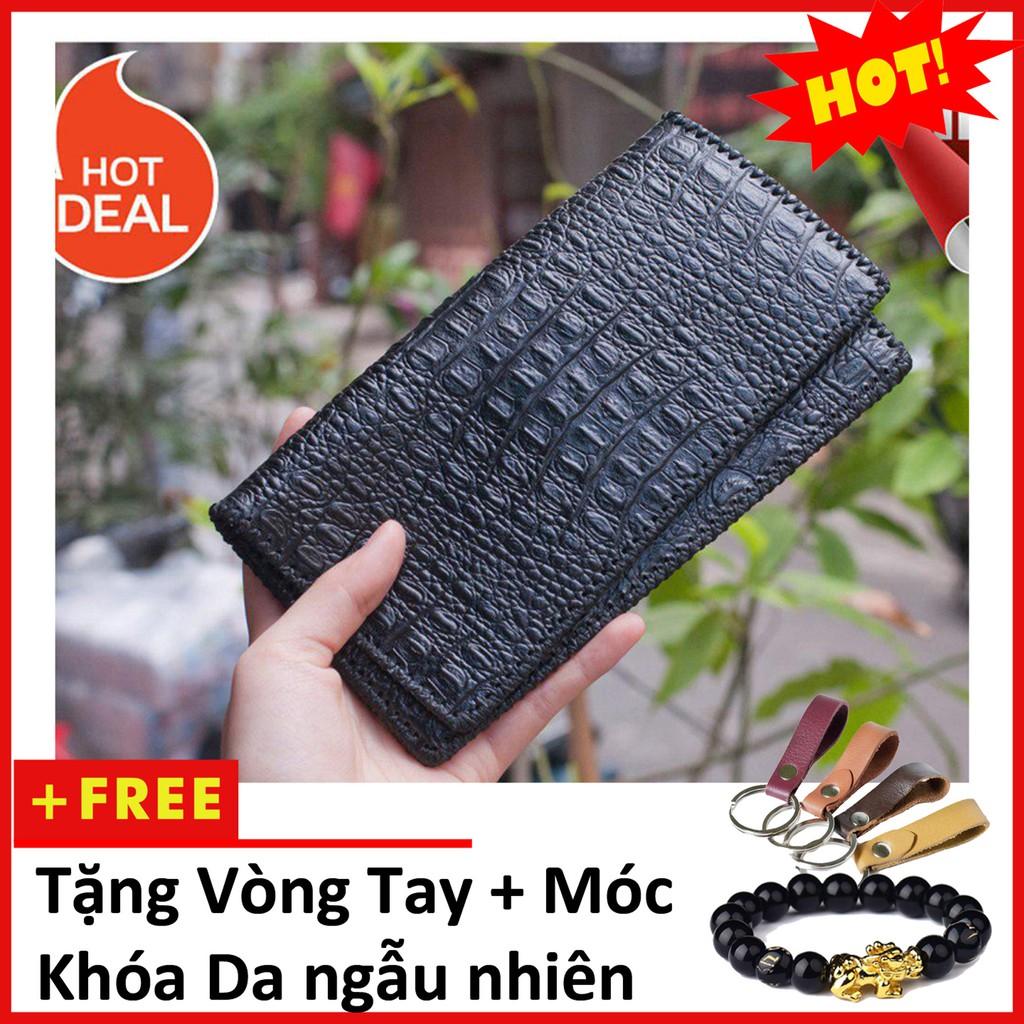 Ví da nam cầm tay vân cá sấu đen đẳng cấp - GV489