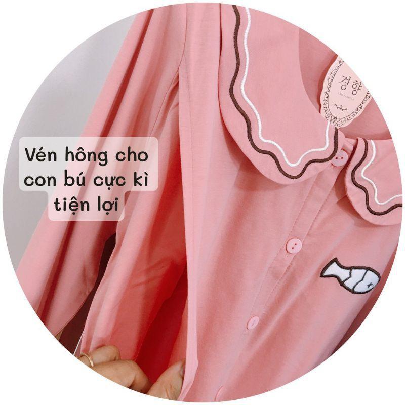 Bộ đồ bầu sau sinh hình con Cá mặc nhà, chất thoáng mát, rộng rãi, dễ cho bé ti A032